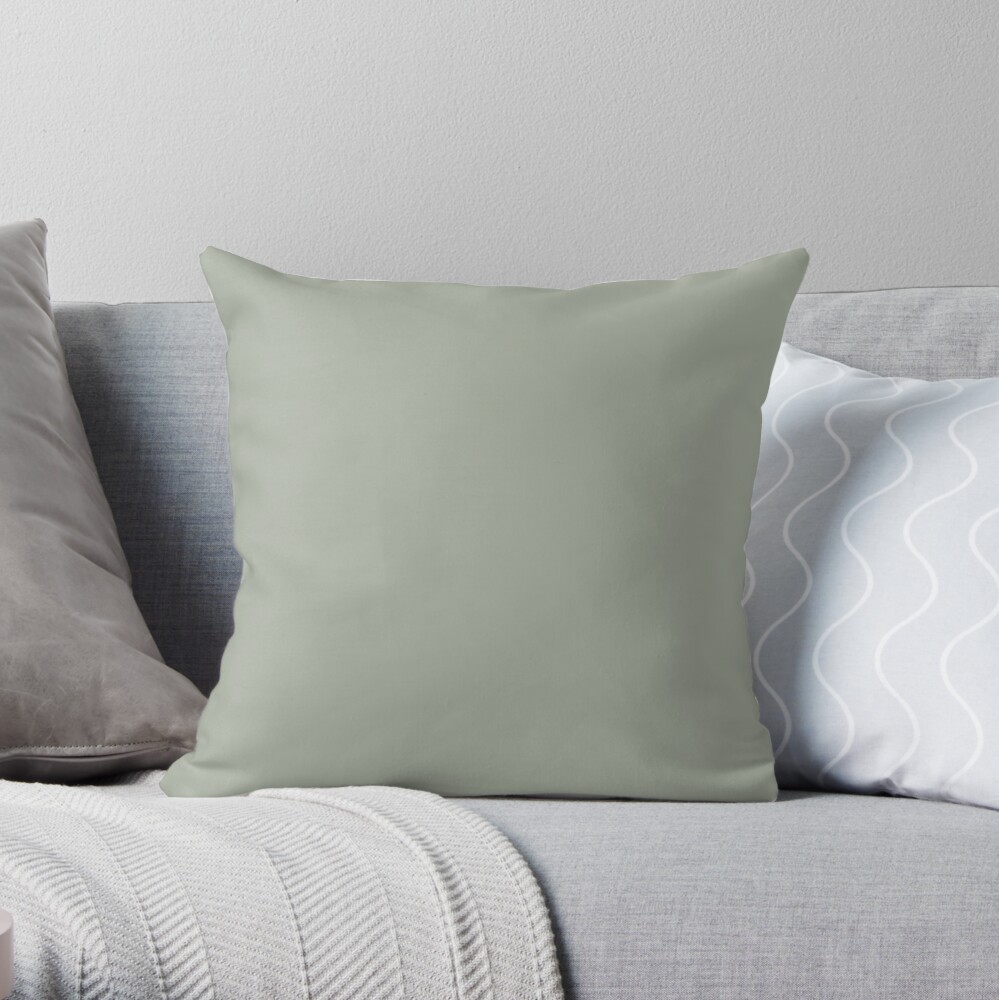 Desert Sage Grey Green Solid Color Throw Pillow