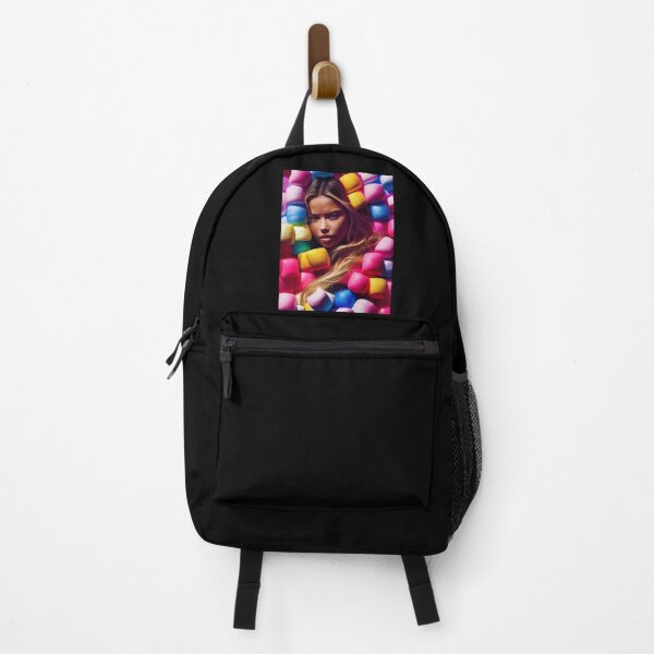 Item preview, Portrait Of A Beautiful Woman With Face Surrounded By Colorful Marshmallows – Midjourney Art designed and sold by MadeByRobots.
