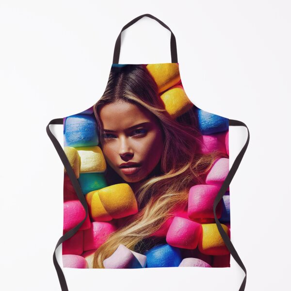 Item preview, Portrait Of A Beautiful Woman With Face Surrounded By Colorful Marshmallows – Midjourney Art designed and sold by MadeByRobots.