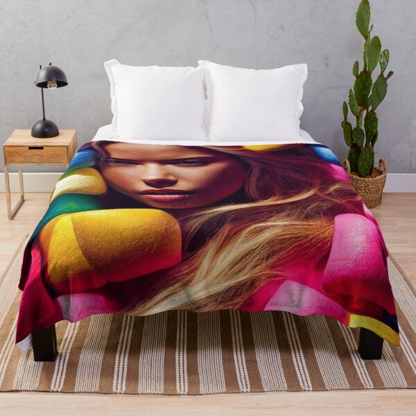 Item preview, Portrait Of A Beautiful Woman With Face Surrounded By Colorful Marshmallows – Midjourney Art designed and sold by MadeByRobots.