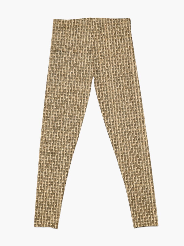 Alternate view of Natural Woven Beige Burlap Sack Cloth Leggings