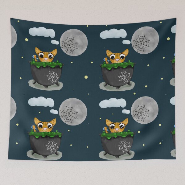 Item preview, Halloween kitten with cauldron designed and sold by Antiope33.