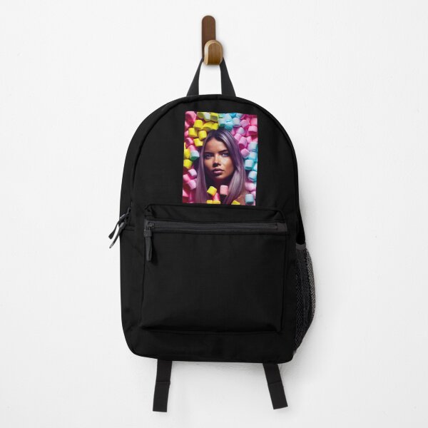 Item preview, Portrait Of A Beautiful Woman With Face Surrounded By Colorful Marshmallows – Midjourney Art designed and sold by MadeByRobots.