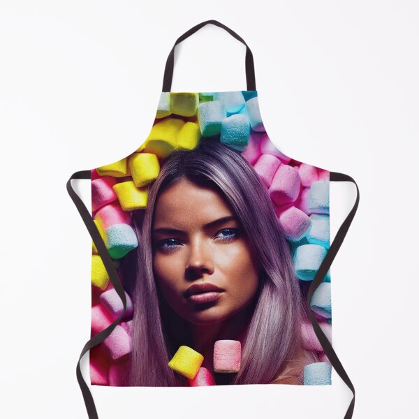 Item preview, Portrait Of A Beautiful Woman With Face Surrounded By Colorful Marshmallows – Midjourney Art designed and sold by MadeByRobots.