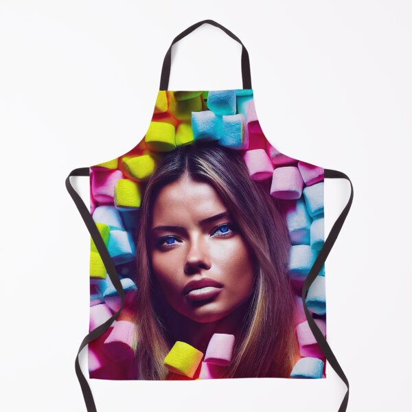 Item preview, Portrait Of A Beautiful Woman With Face Surrounded By Colorful Marshmallows – Midjourney Art designed and sold by MadeByRobots.