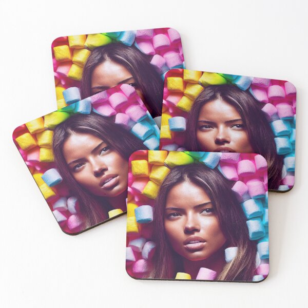Item preview, Portrait Of A Beautiful Woman With Face Surrounded By Colorful Marshmallows – Midjourney Art designed and sold by MadeByRobots.