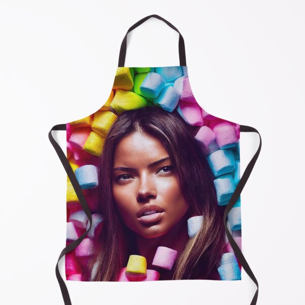 Item preview, Portrait Of A Beautiful Woman With Face Surrounded By Colorful Marshmallows – Midjourney Art designed and sold by MadeByRobots.