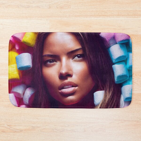 Item preview, Portrait Of A Beautiful Woman With Face Surrounded By Colorful Marshmallows – Midjourney Art designed and sold by MadeByRobots.