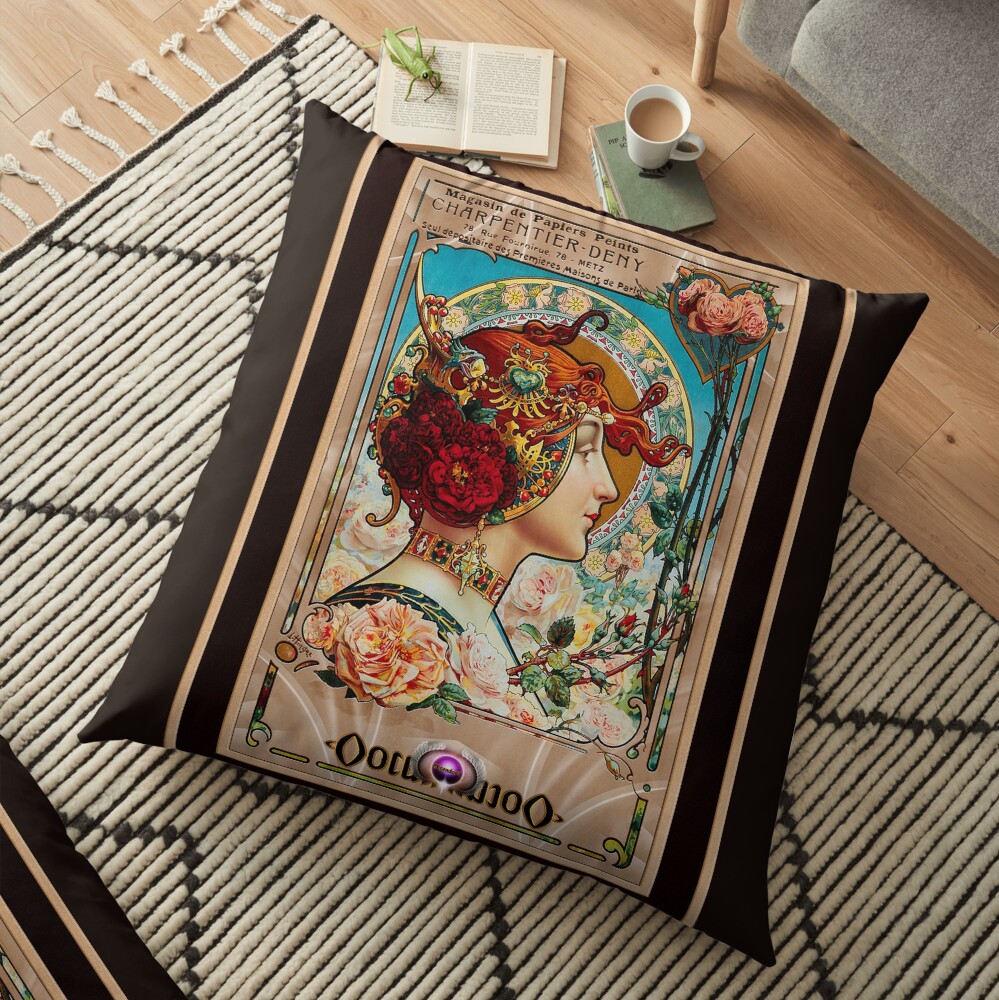 Charpentier-Deny by Louis-Théophile Hingre - A Floral Beauty 5 Charpentier-Deny by Louis-Théophile Hingre Vintage Illustration Xzendor7 Art Reproductions Floor Pillow