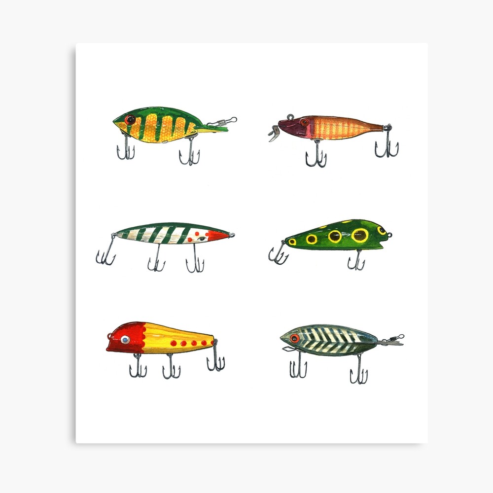 Set of Three (3) Lucky Lures Vintage Fishing Ad Art Poster Pinup Prints -  each measures 18 inches x 24 inches (458 mm x 610 mm) : : Home