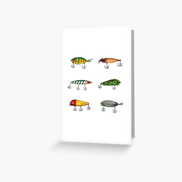 Vintage Fishing Lures Pattern Greeting Card for Sale by tupa