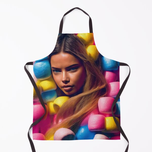 Item preview, Portrait Of A Beautiful Woman With Face Surrounded By Colorful Marshmallows – Midjourney Art designed and sold by MadeByRobots.