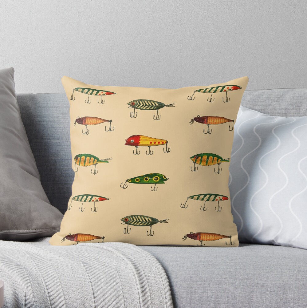 Largemouth Bass Fish Hunting for Men Throw Pillow, 18x18, Multicolor