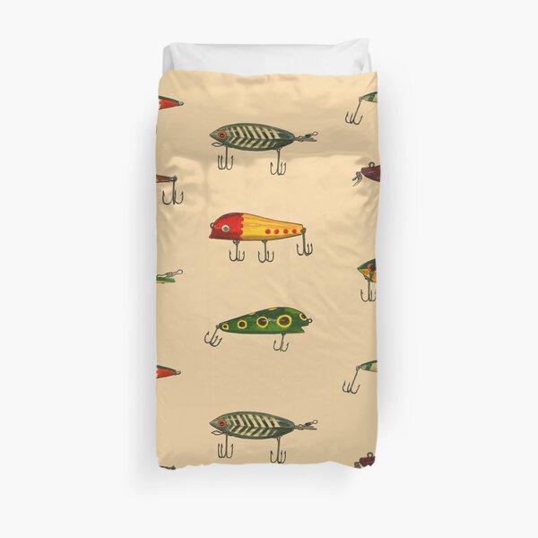 Vintage Fishing Lures Pattern Duvet Cover
