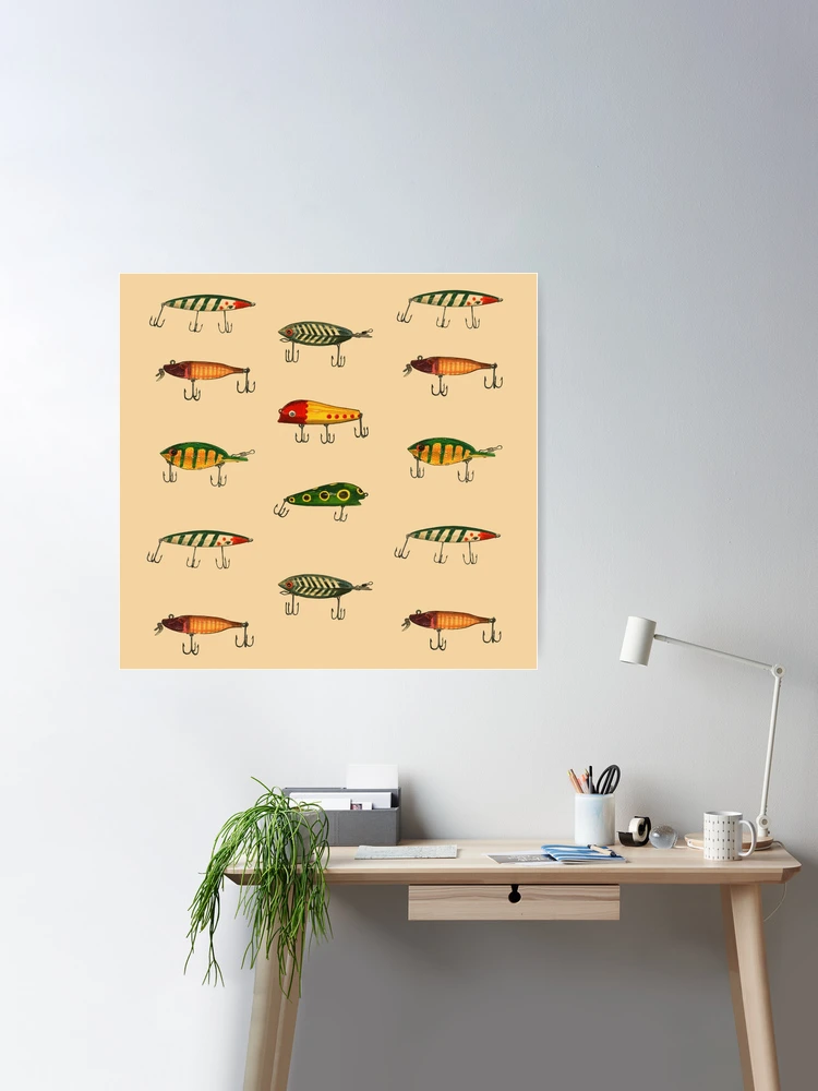 Vintage Fishing Lure Illustration Poster for Sale by ElleMars