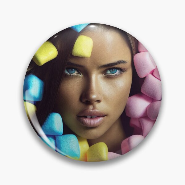 Item preview, Portrait Of A Beautiful Woman With Face Surrounded By Colorful Marshmallows – Midjourney Art designed and sold by MadeByRobots.