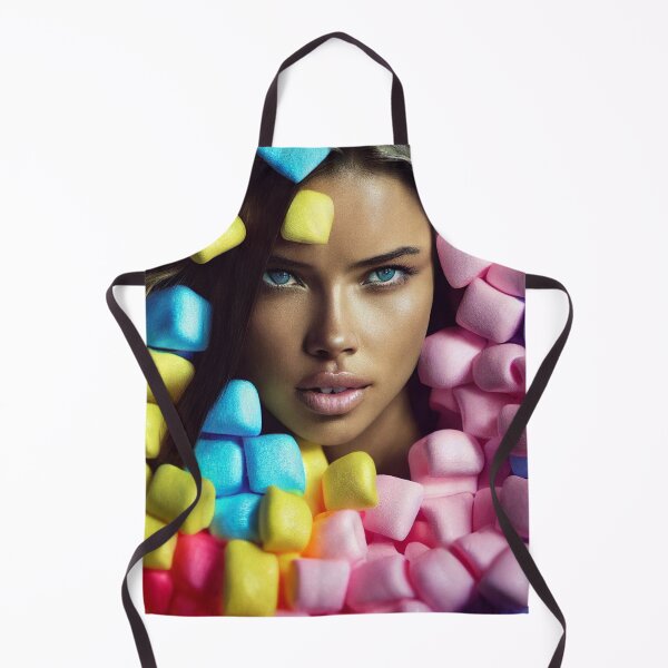 Item preview, Portrait Of A Beautiful Woman With Face Surrounded By Colorful Marshmallows – Midjourney Art designed and sold by MadeByRobots.