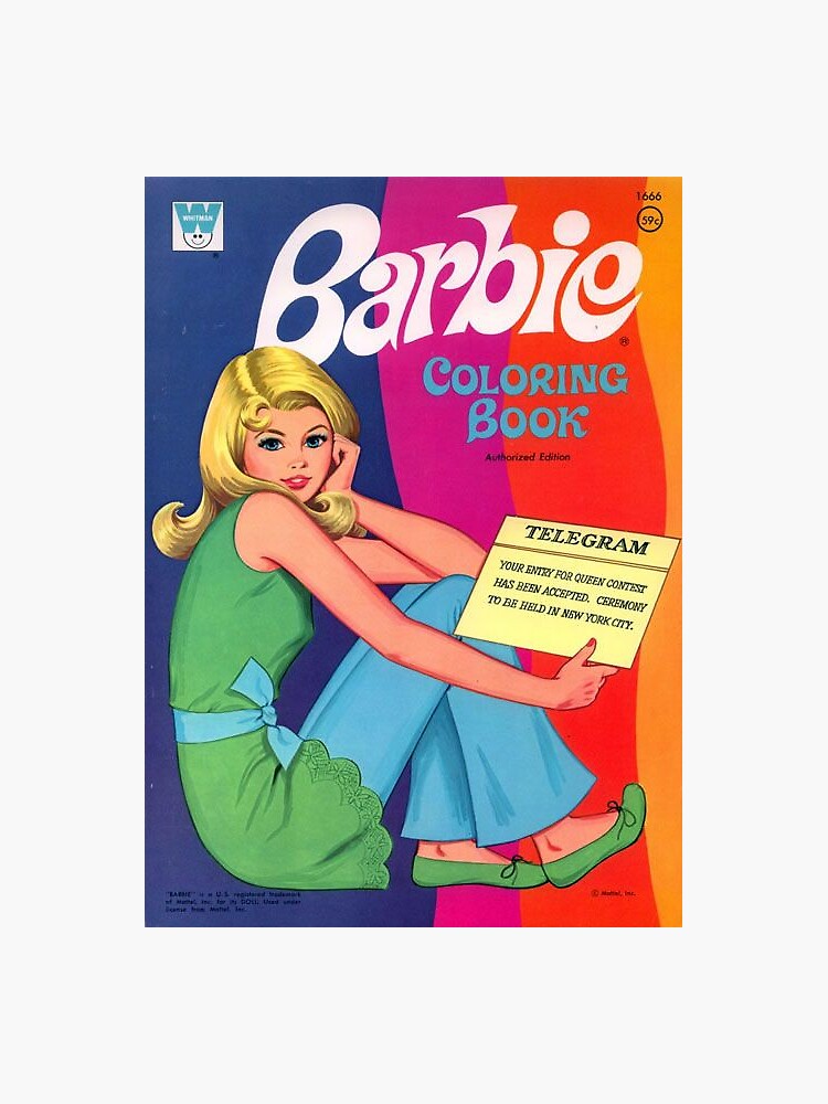 Barbie Coloring Book Sticker for Sale by 80sbilly