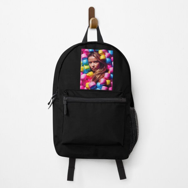 Item preview, Portrait Of A Beautiful Woman With Face Surrounded By Colorful Marshmallows – Midjourney Art designed and sold by MadeByRobots.