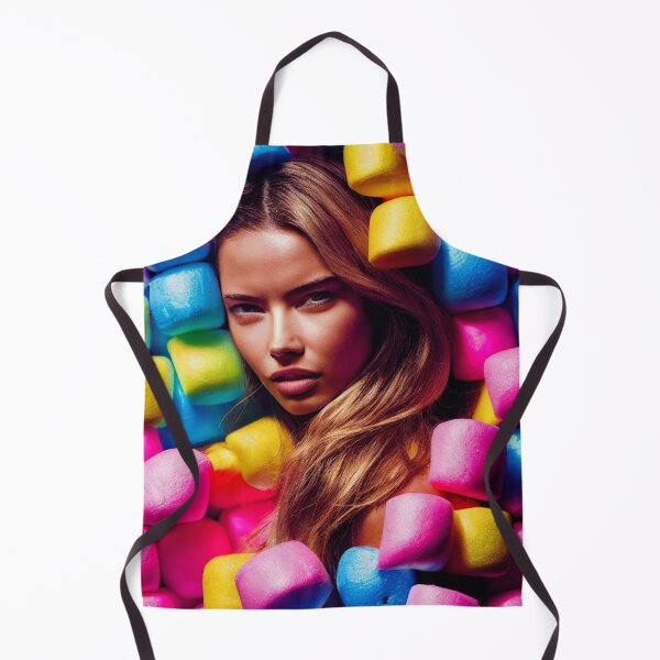 Item preview, Portrait Of A Beautiful Woman With Face Surrounded By Colorful Marshmallows – Midjourney Art designed and sold by MadeByRobots.