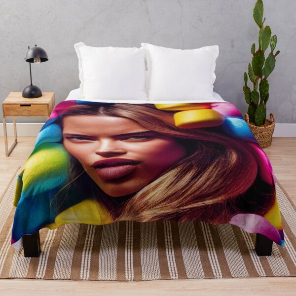 Item preview, Portrait Of A Beautiful Woman With Face Surrounded By Colorful Marshmallows – Midjourney Art designed and sold by MadeByRobots.