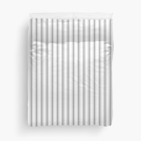 Mattress Ticking Wide Striped Pattern in Charcoal Grey and White Duvet Cover