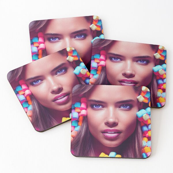 Item preview, Portrait Of A Beautiful Woman With Face Surrounded By Colorful Marshmallows – Midjourney Art designed and sold by MadeByRobots.