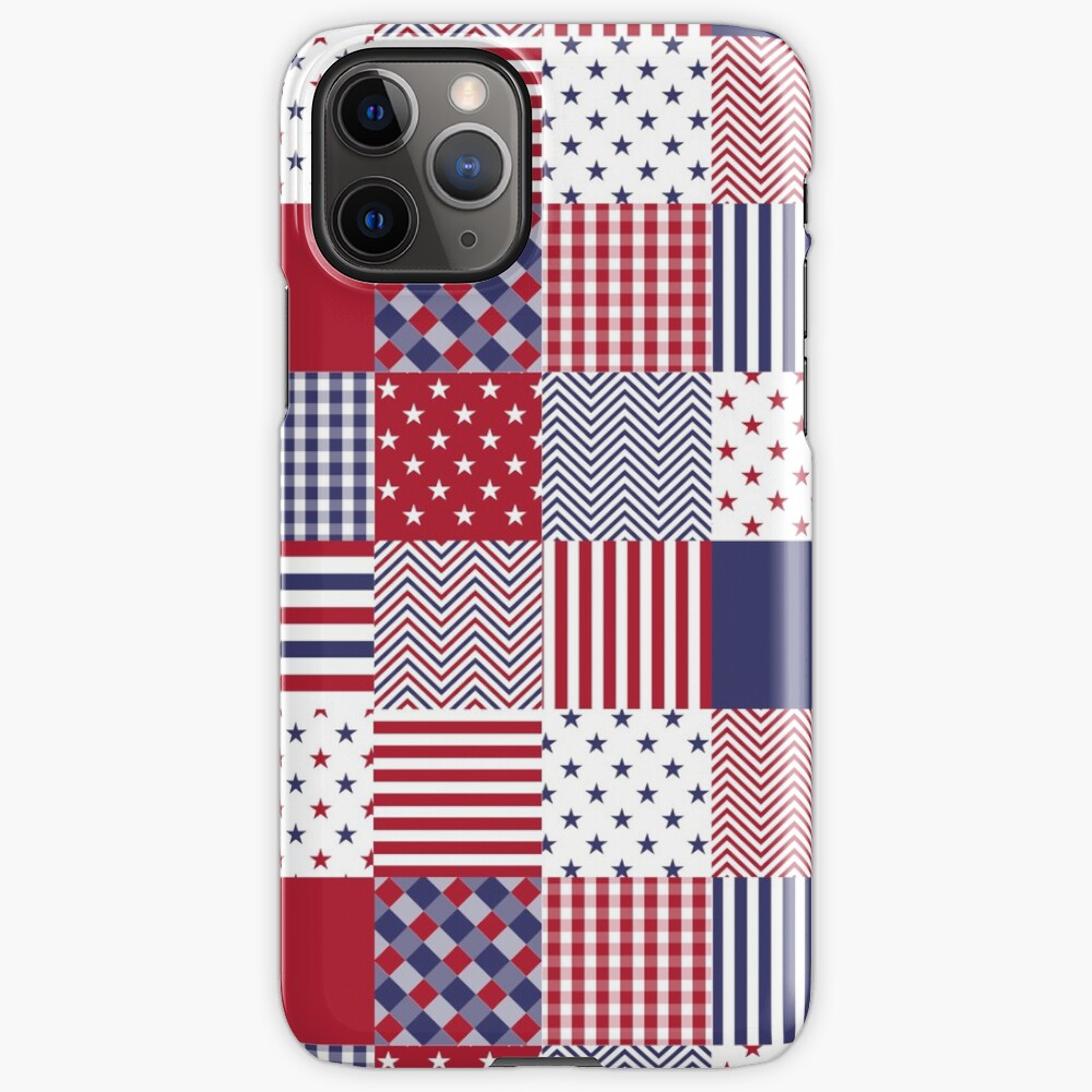 USA Americana Patchwork Red White & Blue Quilt iPhone Case & Cover