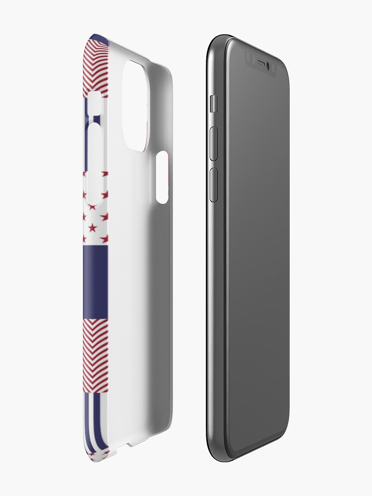 Alternate view of USA Americana Patchwork Red White & Blue Quilt iPhone Case & Cover