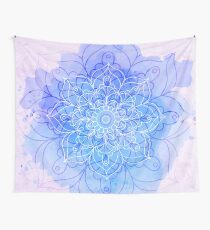 Blue Watercolor Mandala Wall Tapestry