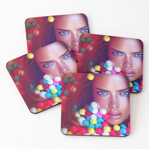 Item preview, Portrait Of A Beautiful Woman With Face Surrounded By Colorful Marshmallows – Midjourney Art designed and sold by MadeByRobots.