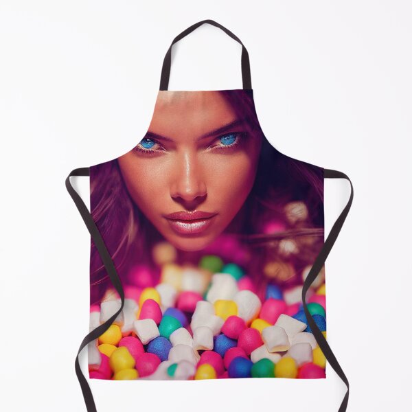 Item preview, Portrait Of A Beautiful Woman With Face Surrounded By Colorful Marshmallows – Midjourney Art designed and sold by MadeByRobots.