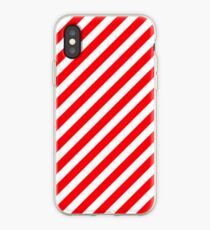 Christmas Red & White Candy Cane Diagonal Stripe iPhone Case