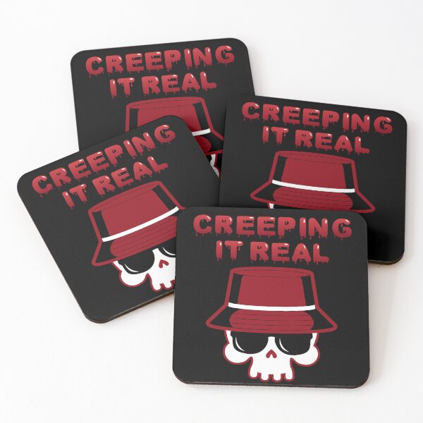 Item preview, Funny Creeping It Real Blood Font With Cool Skull Wearing Sunglasses And Bucket Hat Halloween  designed and sold by BearCaveDesigns.