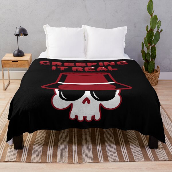 Item preview, Funny Creeping It Real Blood Font With Cool Skull Wearing Sunglasses And Bucket Hat Halloween designed and sold by BearCaveDesigns.