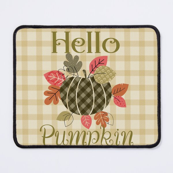 Item preview, Hello Pumpkin Quote - Pumpkin with plaid pattern and leaves designed and sold by papierquarell.