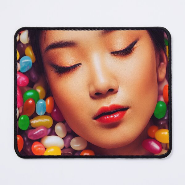 Item preview, Portrait Of A Beautiful Woman With Face Surrounded By Colorful Candy – Midjourney Art– Midjourney Art designed and sold by MadeByRobots.