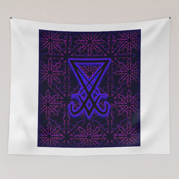 Item preview, LUCIFERIAN CHAOS MAGIC DESIGN - Vivid Pink and Deep Indigo highlight this original 'pop art' piece.  Features both Luciferian and Chaos Magick Sigils. designed and sold by allthingsbb.
