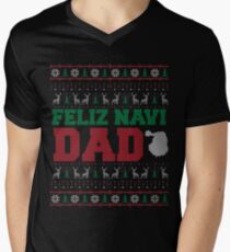 Feliz Navi Dad Ugly Christmas Sweater Design Men's V-Neck T-Shirt