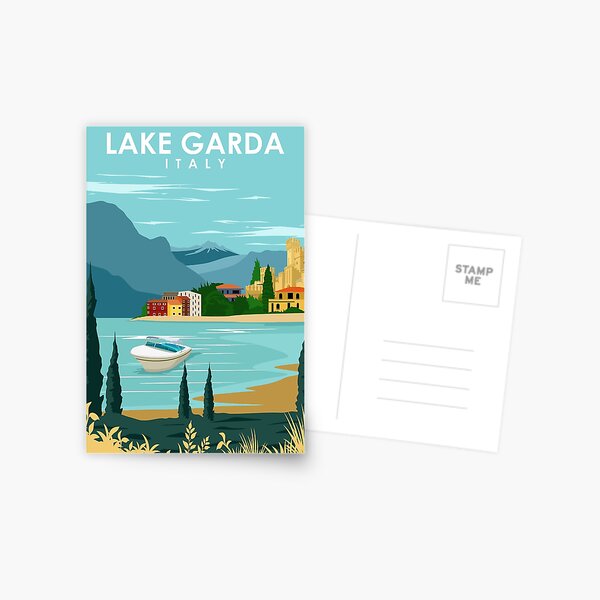 Item preview, Lake Garda Italy Vintage Minimal Retro Travel Poster designed and sold by Stadify.