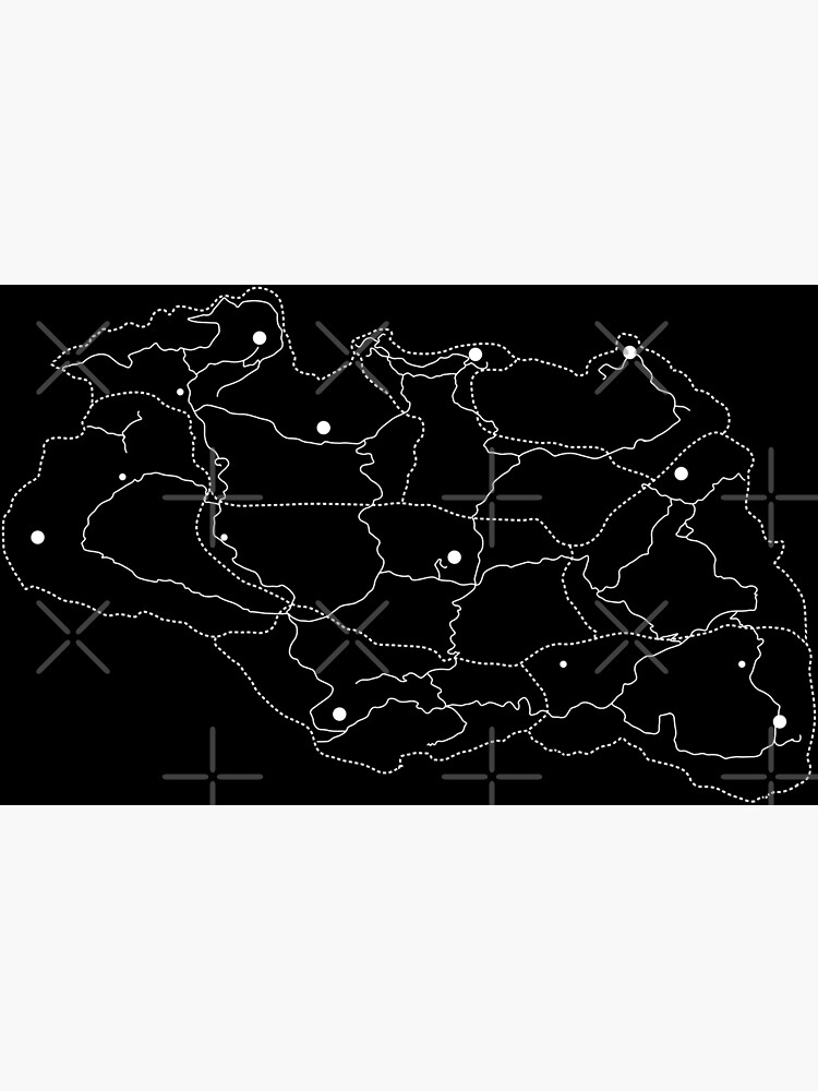 Skyrim Map Paths And Cities Black Version Fantasy Scrolls Elder