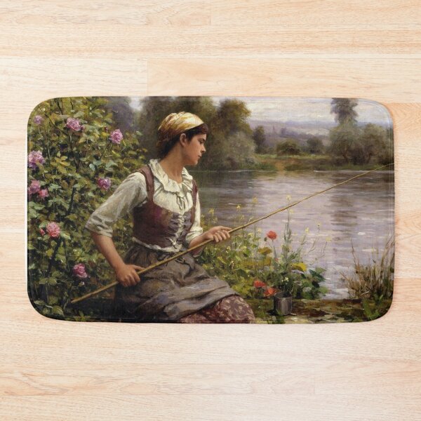Item preview, YOUNG GIRL FISHING : Vintage 1893 Oil Painting Print designed and sold by posterbobs.