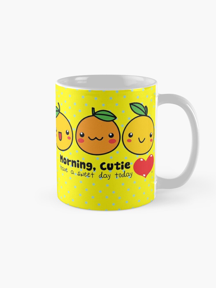 Little Cutie - Happy Oranges - Blue Travel Mug with Handle