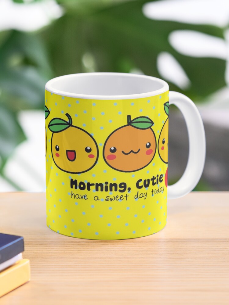 Little Cutie - Happy Oranges - Blue Travel Mug with Handle