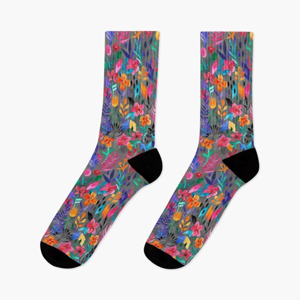 Item preview, Popping Color Painted Floral on Grey designed and sold by micklyn.