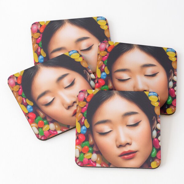 Item preview, Portrait Of A Beautiful Woman With Face Surrounded By Colorful Candy – Midjourney Art– Midjourney Art designed and sold by MadeByRobots.