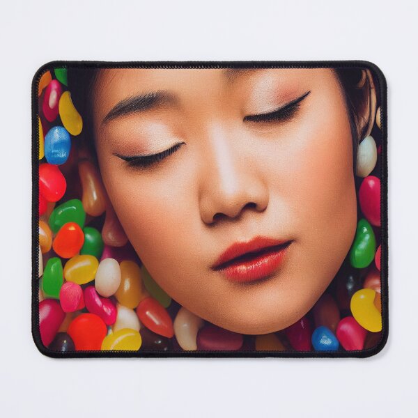 Item preview, Portrait Of A Beautiful Woman With Face Surrounded By Colorful Candy – Midjourney Art– Midjourney Art designed and sold by MadeByRobots.