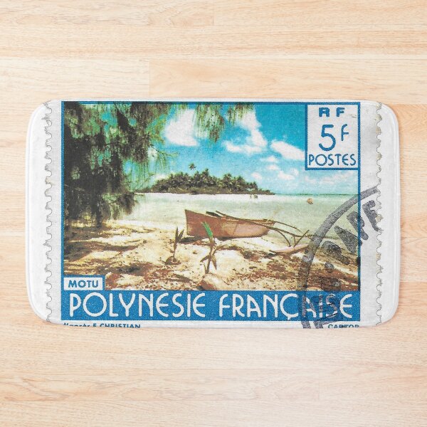 Aperçu de l'œuvre Plage en Polynésie Française Timbre 5F 1980 créée et vendue par yousufi.