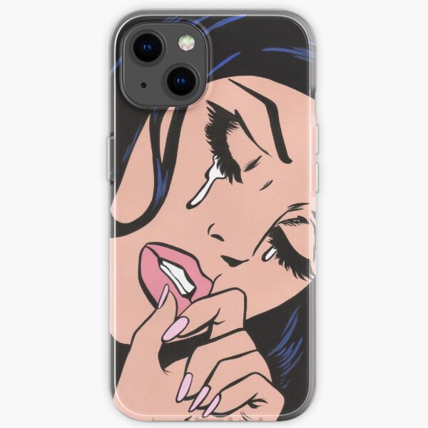 Black Hair Crying Comic Girl iPhone Soft Case