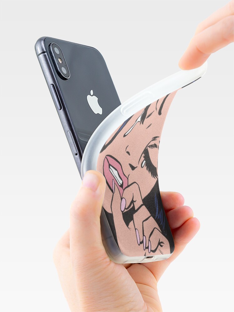 Alternate view of Black Hair Crying Comic Girl iPhone Case